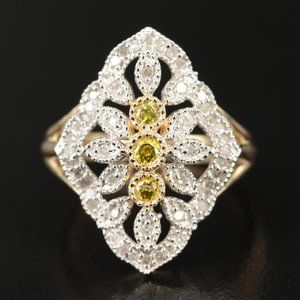 10k Vintage .51 Diamond Openwork Flower Ring